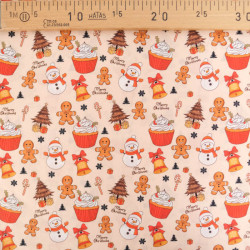 Tissu Noël Coton Flocon Blanc Fond Rouge - Maison Klem