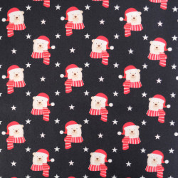 Tissu Noël Coton Flocon Blanc Fond Rouge - Maison Klem