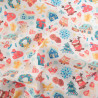 Tissu Noël Coton Flocon Blanc Fond Rouge - Maison Klem