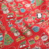 Tissu Noël Coton Flocon Blanc Fond Rouge - Maison Klem