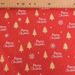 Tissu Noël Merry Christmas Rouge - Maison Klem