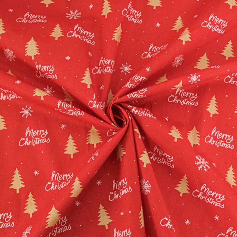 Tissu Noël Merry Christmas Rouge - Maison Klem