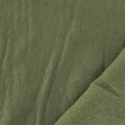 Tissu Crêpe Satiné Uni Texturé Kaki - Maison Klem