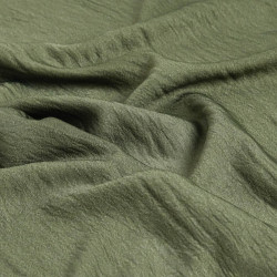 Tissu Crêpe Satiné Uni Texturé Kaki - Maison Klem
