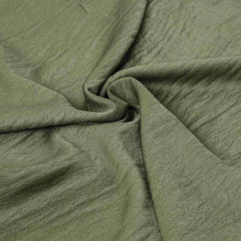 Tissu Crêpe Satiné Uni Kaki - Maison Klem
