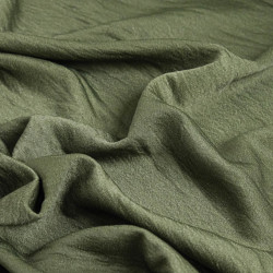 Tissu Crêpe Satiné Uni Kaki - Maison Klem
