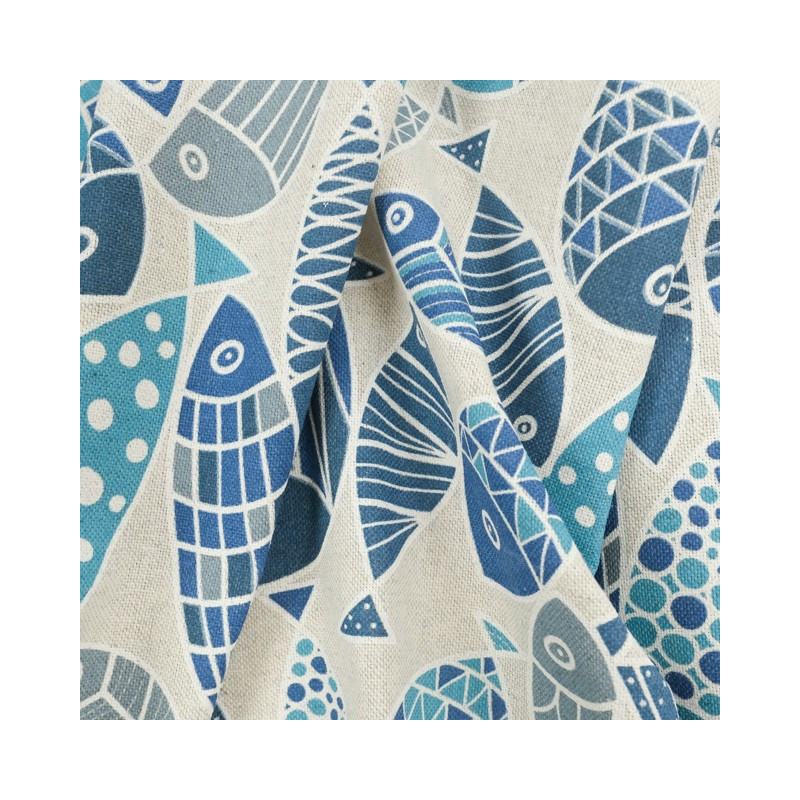 Linen Effect Coating 140 blue fish