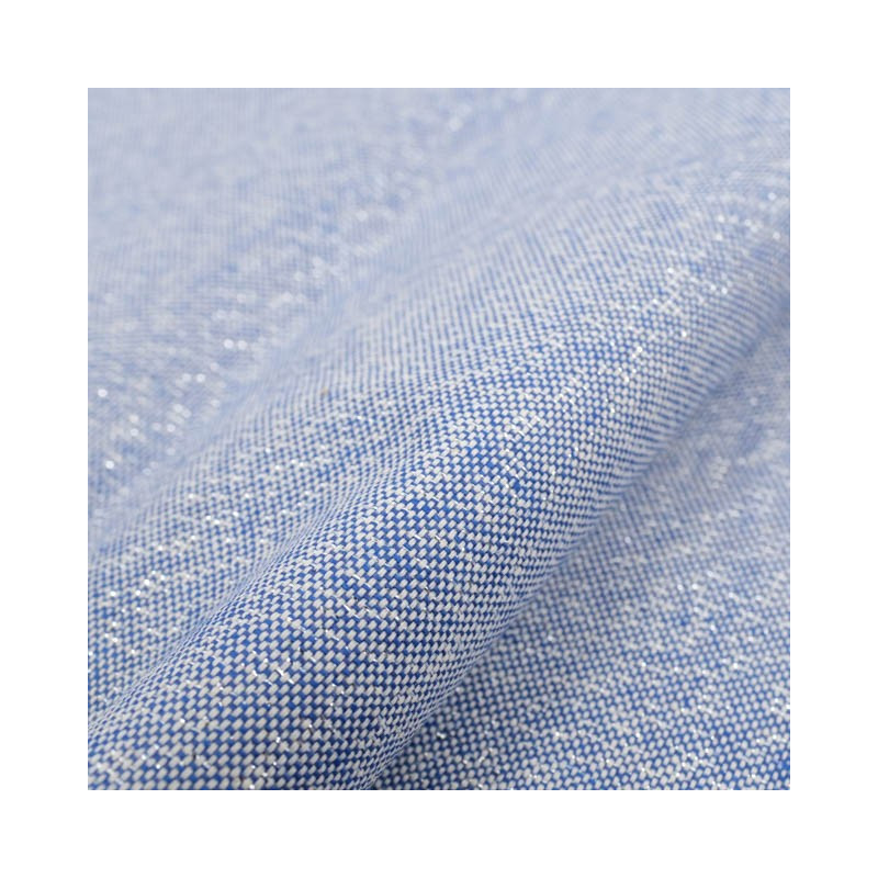 Effet Lin Lurex Enduit 160 Bleu Argent - Maison Klem