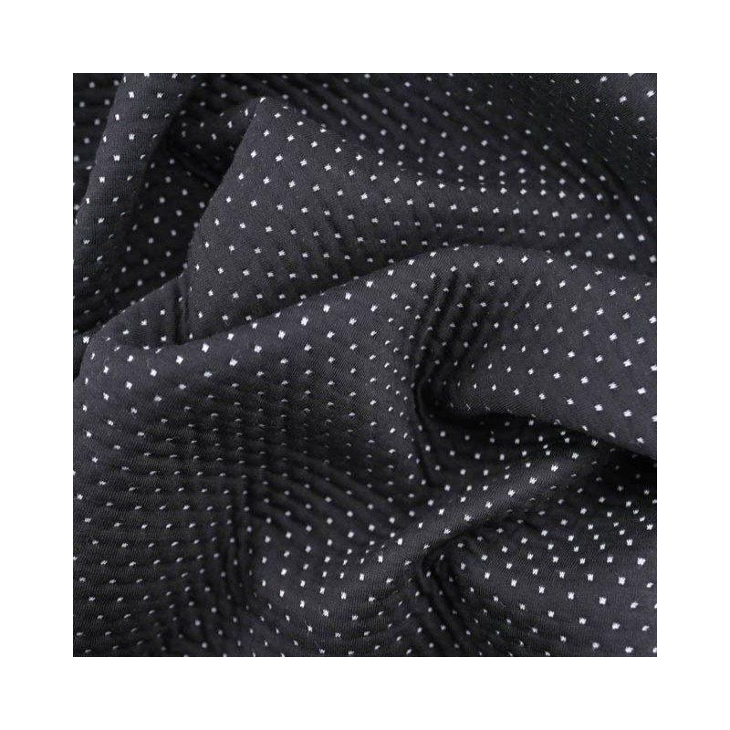 Matelassé Piqué Envers Rayures Ecru Noir - Maison Klem