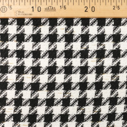 Tissu Tweed Bouclettes Pied de Poule Noir Blanc Et Or - Maison Klem