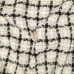 Tissu Tweed Bouclettes Ecru Carreaux - Maison Klem