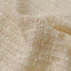 Tissu Tweed Bouclettes Carreaux Rose Clair - Maison Klem