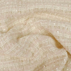 Tissu Tweed Bouclettes Carreaux Rose Clair - Maison Klem
