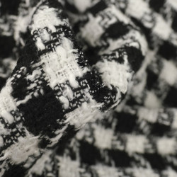 Tissu Tweed Bouclettes Pied De Poule Noir Et Blanc - Maison Klem