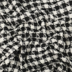 Tissu Tweed Bouclettes Pied De Poule Noir Et Blanc - Maison Klem