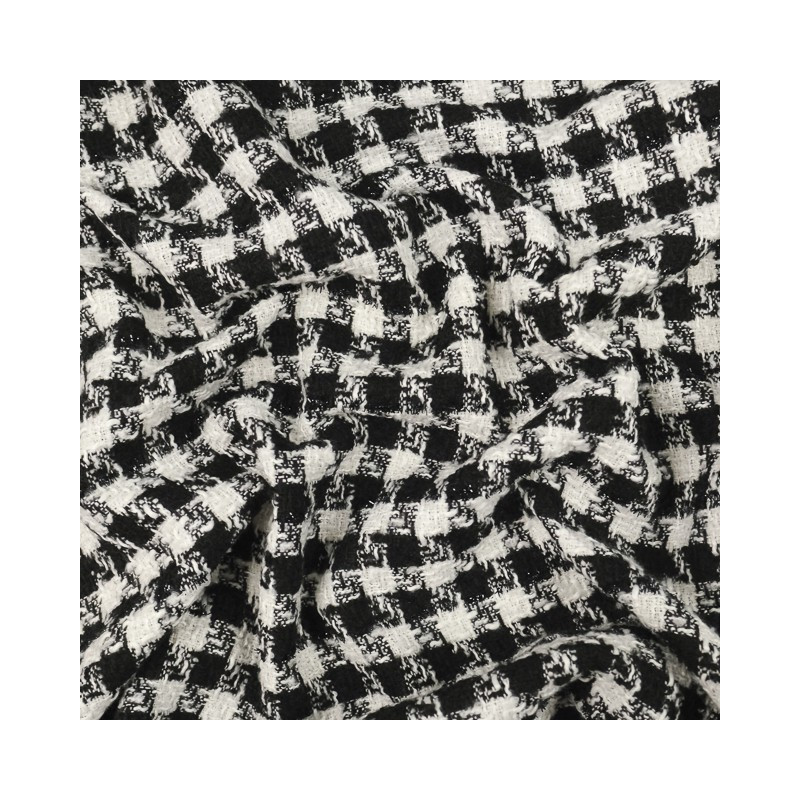 Tissu Tweed Bouclettes Pied De Poule Noir Et Blanc - Maison Klem