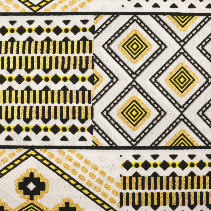 Tissu Wax Lurex Noir Et Jaune - Maison Klem
