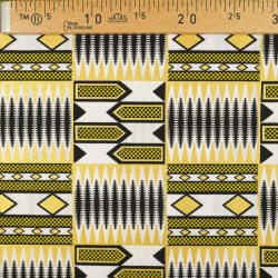 Tissu Wax Lurex Graphique Noir Et Jaune - Maison Klem
