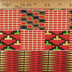 Tissu Wax Lurex Rouge Et Vert - Maison Klem