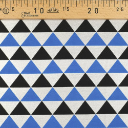 Tissu Wax Lurex Triangles Bleus Et Noirs - Maison Klem