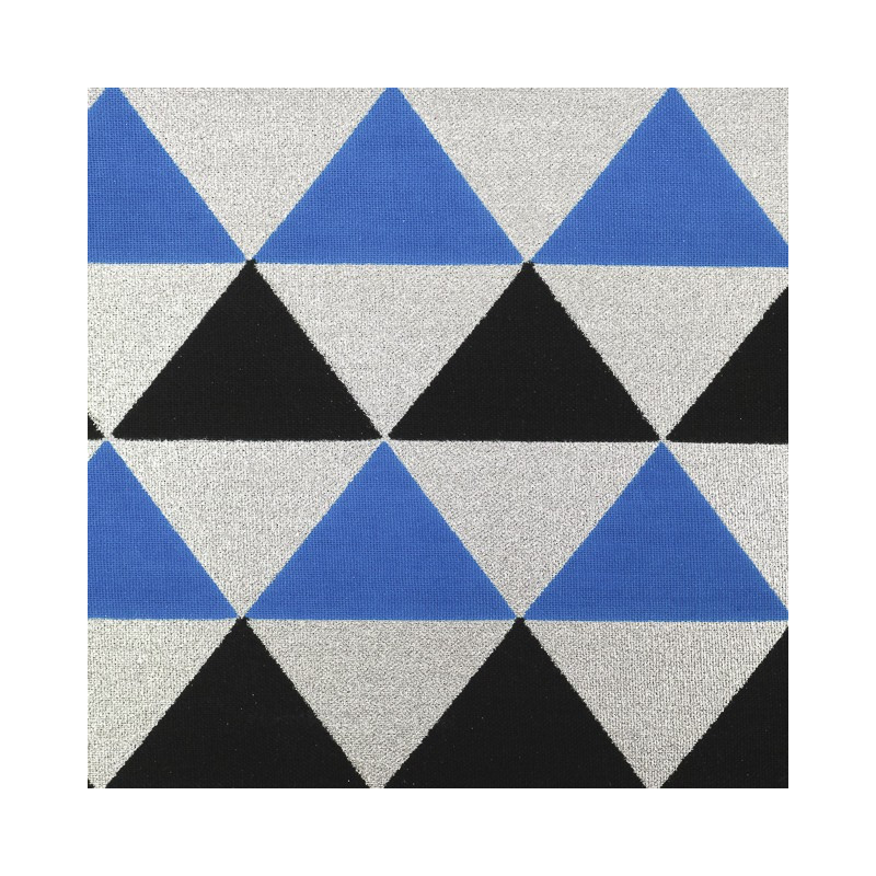 Tissu Wax Lurex Triangles Bleus Et Noirs - Maison Klem