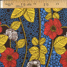 Tissu Wax Fleur Rouge Fond Bleu - Maison Klem