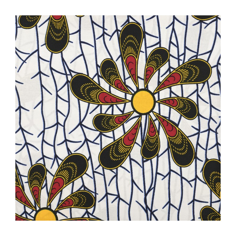Tissu Wax Fleur Soleil - Maison Klem