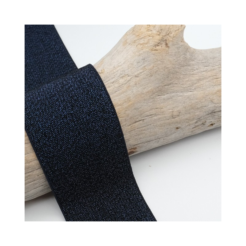 Elastique Lurex 40MM Bleu Marine - Maison Klem