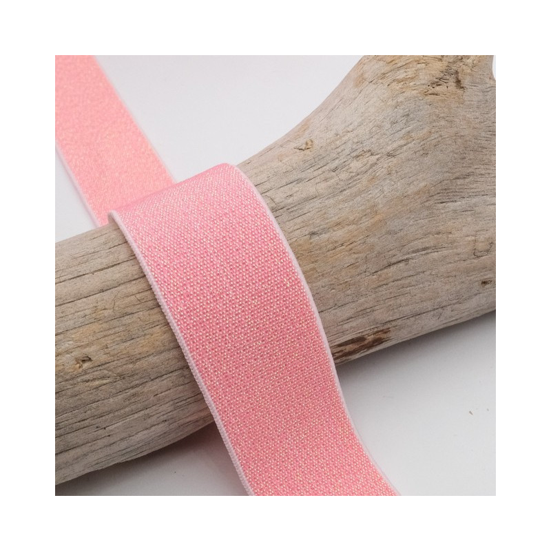25MM Pink Lurex Elastic