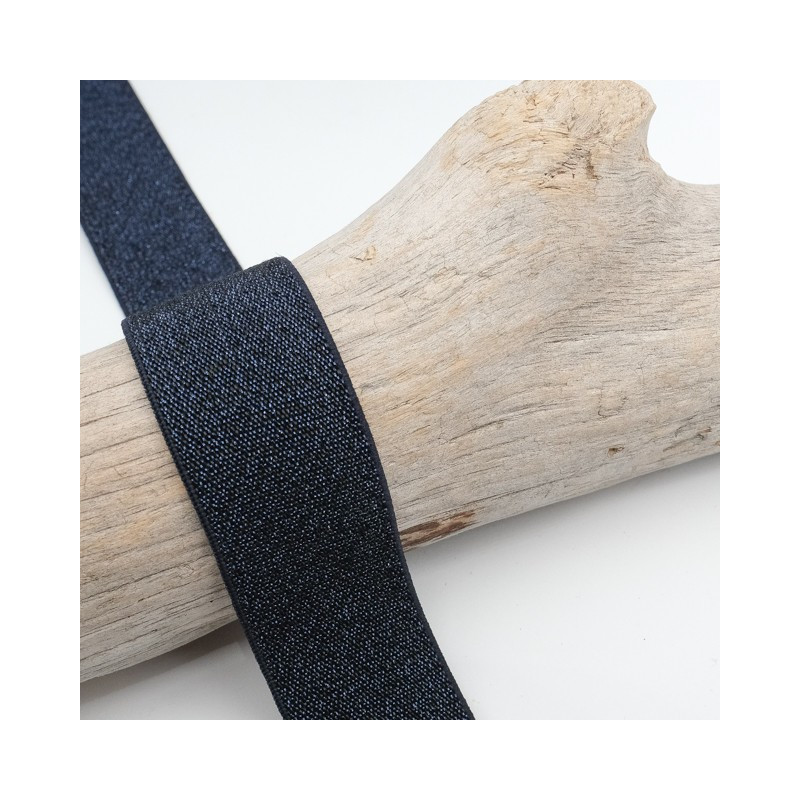 Elastique Lurex 25MM Bleu Marine - Maison Klem