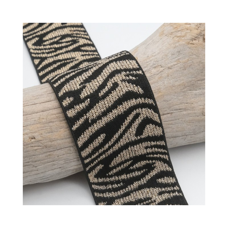 40MM Gold and Black Tiger Lurex Elastic Design