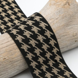 40MM Black and Gold Houndstooth Lurex Elastic