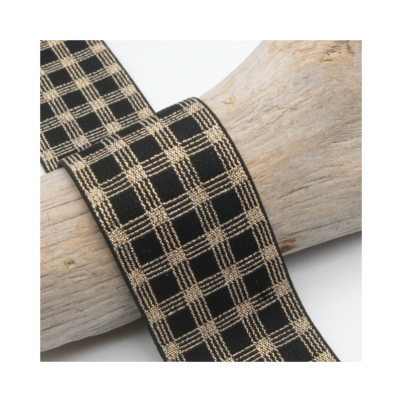 40MM Square Gold and Black Lurex Elastic Design