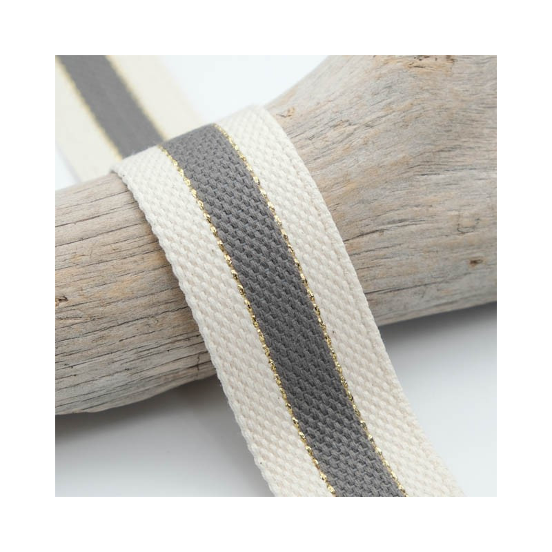 Sangle Coton Lurex Bicolore Gris - Maison Klem