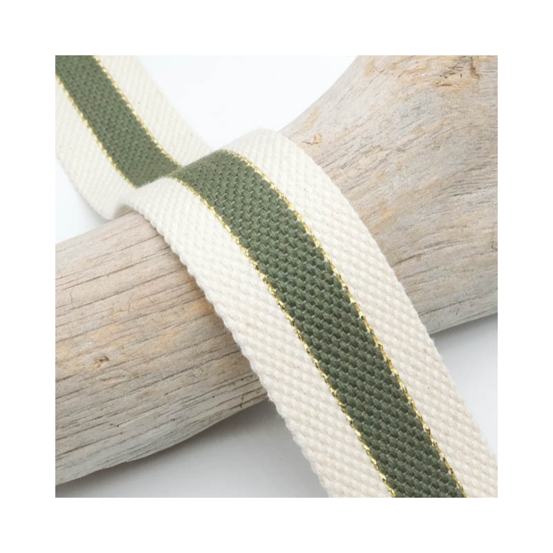 Sangle Coton Lurex Bicolore Kaki - Maison Klem
