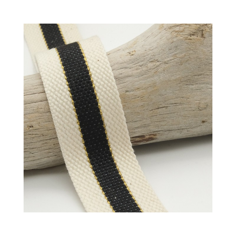 Sangle Coton Lurex Bicolore Noir - Maison Klem