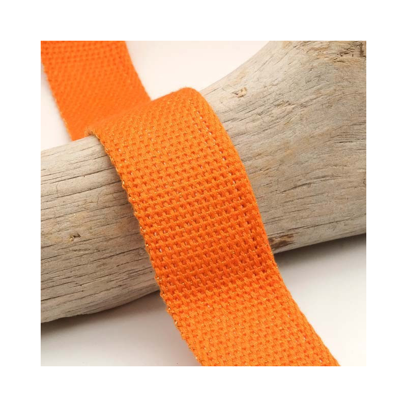 Sangle Coton Lurex Or 30MM Orange - Maison Klem