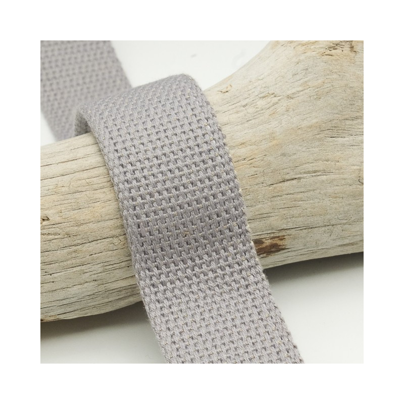 Sangle Coton Lurex Or 30MM Gris Clair - Maison Klem