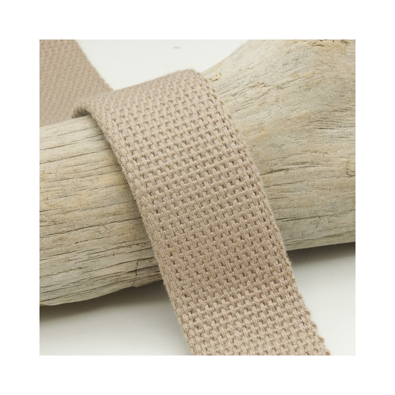 Sangle Coton Lurex Or 30MM Beige - Maison Klem