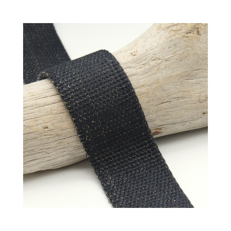 Sangle Coton Lurex Or 30MM Noir - Maison Klem