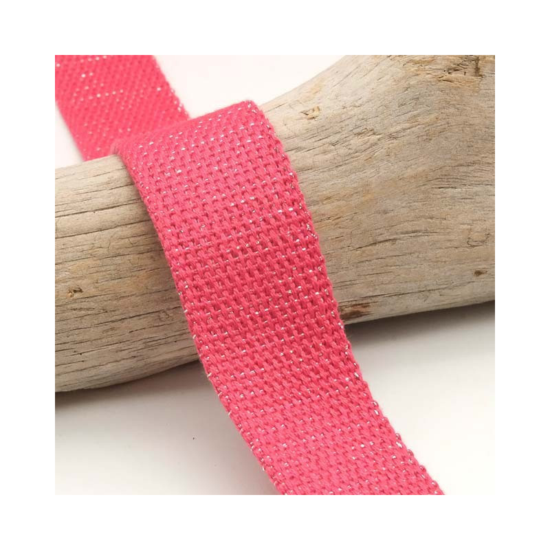 Sangle Coton Lurex Or 30MM Fuchsia - Maison Klem