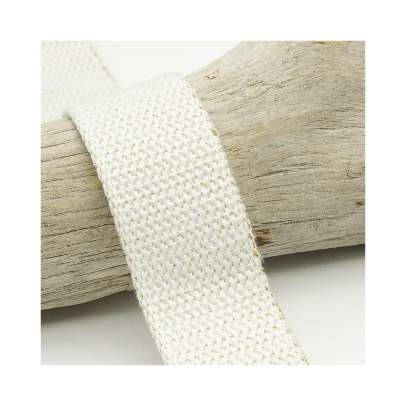 Sangle Coton Lurex Or 30MM Blanc - Maison Klem
