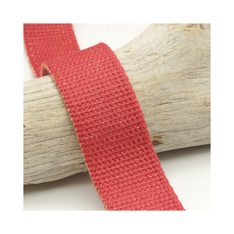 Sangle Coton Lurex Or 30MM Rouge - Maison Klem