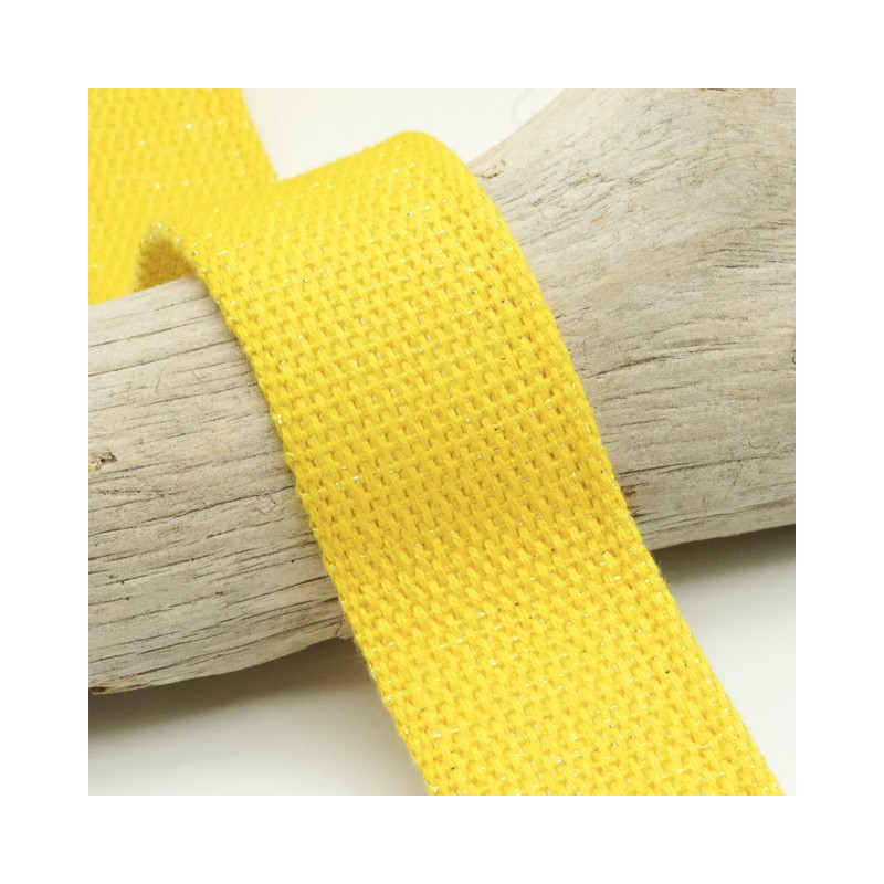 Sangle Coton Lurex Argent 30MM Jaune - Maison Klem