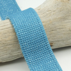 Sangle Coton Lurex Argent 30MM Turquoise - Maison Klem