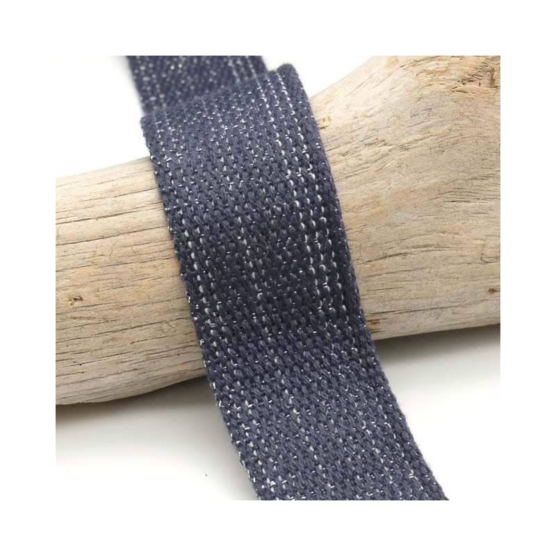 Sangle Coton Lurex Argent 30MM Jean - Maison Klem