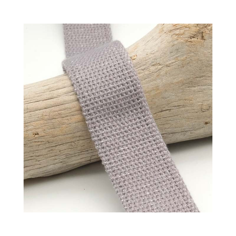 Sangle Coton Lurex Argent 30MM Gris Clair - Maison Klem