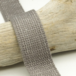 Sangle Coton Lurex Argent 30MM Gris Foncé - Maison klem
