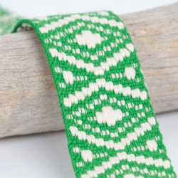Sangle Fantaisie Losanges Vert Vif 38MM - Maison Klem