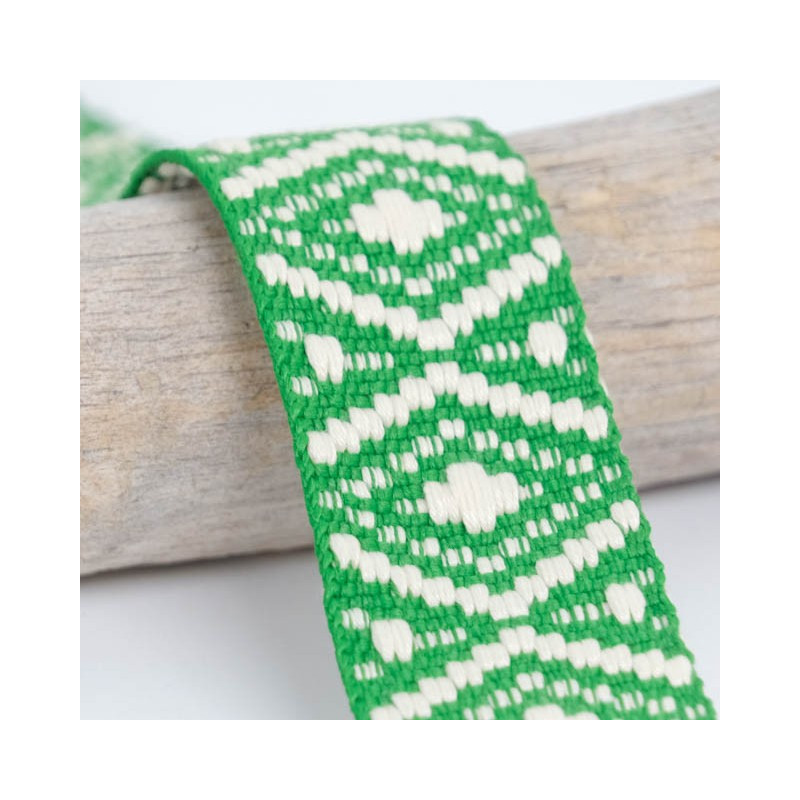 Sangle Fantaisie Losanges Vert Vif 38MM - Maison Klem